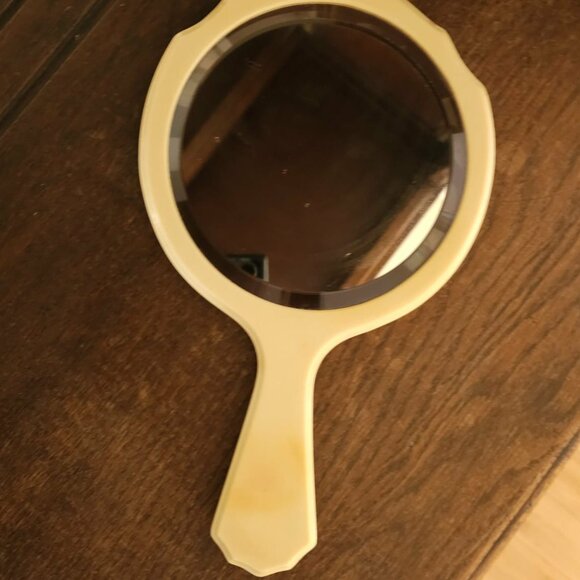 Vintage Art Deco Du Barry Py-Ra-Lin Ivory Celluloid Hand Held Beveled Mirror 10" - Picture 10 of 11